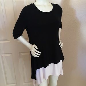 NWT LOGO Knit Hi-Low Tee with Elbow Sleeve